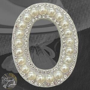 Letter O White Faux Pearl Iron On Patch